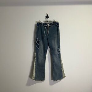 y2k crochet detail flared jeans